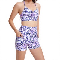 Ensemble de yoga pour femmes, soutien-gorge de sport sans couture écologique et leggings taille haute, respirant, séchage rapide, imprimé, tenue de sport deux pièces