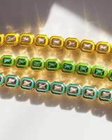 Bracelet de tennis rectangulaire en émail coloré rose, jaune, bleu, vert, avec zircone cubique 5A, bijoux de luxe scintillants pour femmes, pour les soirées