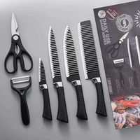 Ensemble de couteaux de cuisine classique 6 pièces avec manche en PP, bloc de couteaux de chef avec boîte cadeau