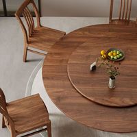 Nordamerikanisches Schwarznuss-Massivholz Esszimmer-Set, Luxuriöser Runder Esstisch mit Drehplatte für Hotel & Zuhause Restaurant