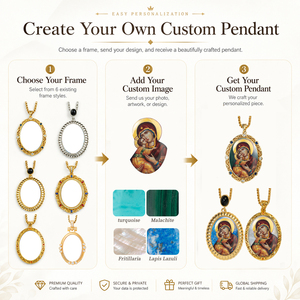 Icono Religioso Ortodoxo de Kazán, Cristo el Maestro y la Virgen, Colgante de Concha de Perla, Pintado a Mano, Estilo Bizantino - Product Image 3