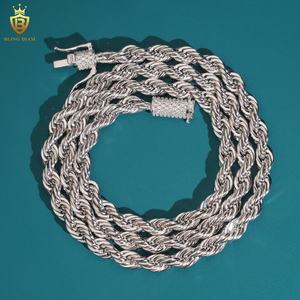 חם מבצע הירך הופ מחיר 6 מ "מ vs missanite שרשרת חבל s925 גברים שרשרת נירוסטה כסף - Product Image 4