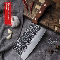 Couteau à découper la viande professionnel de chef, en acier inoxydable forgé à la main, lame de 190 mm, style rétro, noirâtre