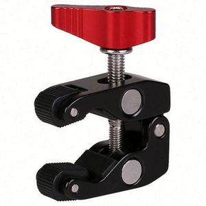 Pince à crabe rouge professionnelle durable avec trou de vis en alliage d'aluminium noir UNC 1/4 et 3/8 pour accessoires de studio photo Magic Arm - Product Image 1