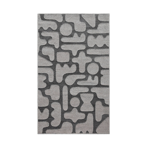 Modern Abstract Area Rug Rectangle Gray Polyester Tufted Low Pile Stain Resistant Rubber Backing Living Room Use - Product Image 1