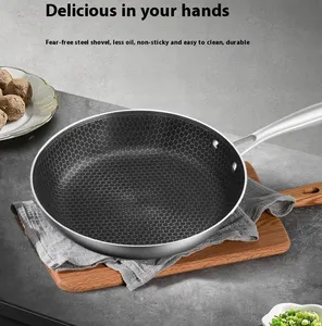 Hot Seller Hybrid Cookware Reusable Stainless Steel Cooking Pans Eco-friendly Honeycomb Non-stick Frying Pan Hexclad Cookware