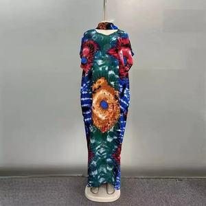 Tendance et très vendue : Robe d'été décontractée ample et respirante pour femme, en polyester, avec imprimé numérique africain et motif diamant, avec ceinture large - Product Image 4