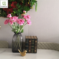 Bunga Mawar Teh Buatan 2 Kepala Warna Pink dari Kain Sutra, Bunga Ranunculus untuk Dekorasi Rumah, Pernikahan, dan Pesta (Grosir)