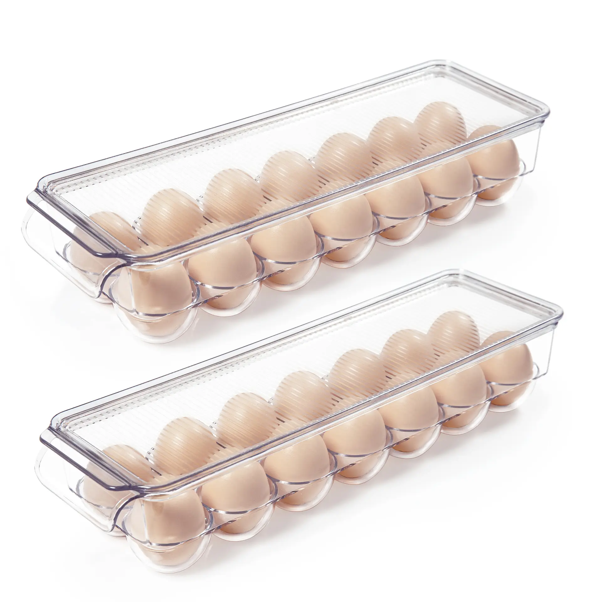 Haushalt frisch haltbar PET Kühlschrank Ei Aufbewahrung sbox 14 Löcher stapelbar Kunststoff Hühnerei Behälter mit Deckel