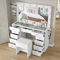 Exportation directe usine transfrontalière, vente en gros : Coiffeuse intelligente multifonction avec panneau miroir éclairé pour chambre et salon