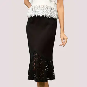 TICOSA Black Summer Elegant Casual Dress Formal Skirt Hemline Lace Skirt