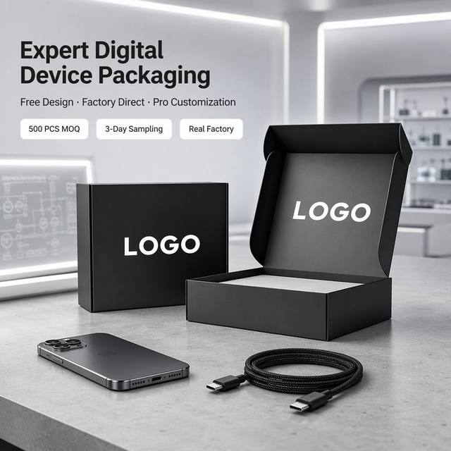 Biodegradable Eco-friendly Custom Printed Mailer Box for Digital Electronics Packaging Gadget Shipping Free Sample