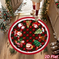 Weihnachtsmann Runde Kristall-Samt-Bodenmatte Weihnachtsmatte Innendekoration Weihnachts-Bodenteppich für Haustür Wohnzimmer Weihnachtsdeko