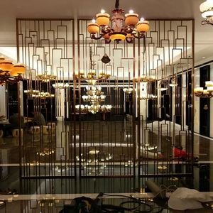 EX703 Modern Laser Cut Stainless Steel Room Divider Foldable Multi-Functional Gold <b>Screens</b> for Salon Villa Hotel Use - Product Image 4