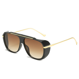 New Double Beam UV400 Full Rim Retro <b>Square</b> Metal <b>Sunglasses</b> Pilot Style Comfortable High Protection Gold for Unisex - Product Image 6