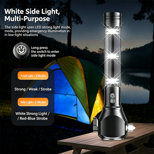 Lampe torche <span class=keywords><strong>solaire</strong></span> LED avec marteau de sécurité, lumière latérale, torche d'urgence rechargeable, outil d'évacuation de voiture pour le camping en plein air - Product Image 3