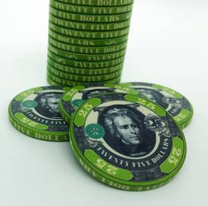 Fiches da Poker in ABS 'Dead Presidents' OEM ODM, Set da 25 Pezzi per Feste - Product Image 5