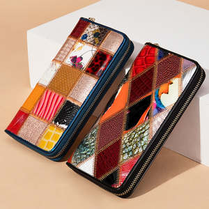 Female Patchwork <b>Wallet</b> Leather Long Money Clip <b>Wallets</b> for <b>Ladies</b> <b>Card</b> <b>Holder</b> RFID <b>Wallet</b> Women's Purses - Product Image 1