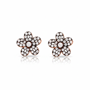 Trendy Blossom Clear Zircon Stone <b>Stud</b> Earrings Turkish Handmade Wholesale 925 Sterling <b>Silver</b> for Ladies Jewelry - Product Image 2