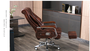 Mobilier de bureau moderne en cuir avec siège de direction inclinable pivotant pour le patron ou le directeur - Product Image 4