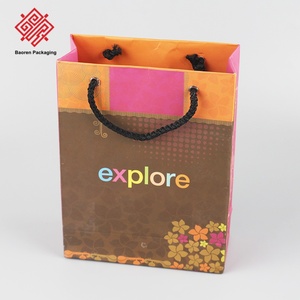 Custom Full Color Floral <b>Print</b> Paper Shopping Bags Black Braided Rope Handle Gift Tote Bags For Cosmetic Boutique - Product Image 1