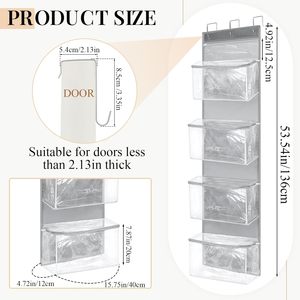 5 Compartments Hanging Yarn Knitting Clothing Organizer with Zipper Closure Door Display Holder Foldable Design Large Capacity - Product Image 2