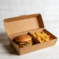 Dossiers en papier pour la livraison de nourriture rapide, biodégradables, écologiques, avec logo personnalisé, pour hamburgers et frites, avec gaufrage