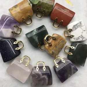 Natural Crystals Mixed Material Crystal bags gemstone Mini handbag For Christmas gift