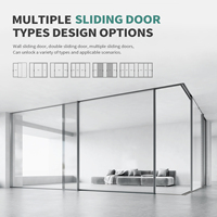 Puerta Corredera Multipanel SUNGYE con Marco Ultrafino, Vidrio Atomizado Personalizado, Puerta Divisoria de Habitaciones sin Rieles