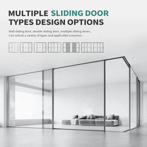 SUNGYE Flush-to-Floor Multi-Panel Porta Deslizante Moldura Ultra-Slim Personalizado Vidro Atomizado Trackless Porta Divisória de Sala Deslizante - Product Image 2