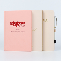 Couverture de prière personnalisée en cuir PU doublée de tissu rose beige avec estampage à chaud, carnet de notes à couverture rigide personnalisé