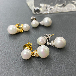 David yurman ต่างหูมุกคู่8 + 10มม. ต่างหูผู้หญิงคุณภาพสูงขายส่ง - Product Image 1