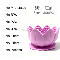 HomyPawz Gamelle en silicone sans plastique, forme lotus lilas, pour chat et chien, bol de stimulation olfactive et de léchage avec ventouse