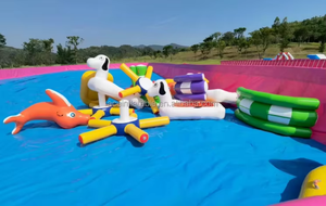 Plateforme flottante gonflable pour chien, en bois, pliable, colorée, pour <span class=keywords><strong>piscine</strong></span>, avec rampe aquatique, pour jeux aquatiques extérieurs, personnalisable - Product Image 5