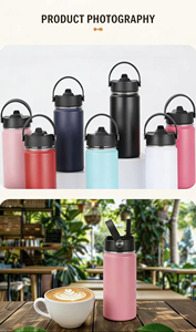 bpa free high quality Custom Double Wall <b>Insulated</b> Vacuum <b>Flask</b> Powder Coated Stainless Steel Sports Water Bottles with handle - Product Image 4