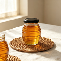 Pot en verre vide pour miel, récipient transparent pour miel avec couvercle noir, couleur et étiquette personnalisées, pot en verre pour le stockage alimentaire du miel