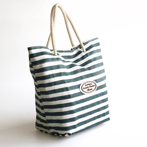 Sac à bento de style japonais, sac fourre-tout en coton et lin, boîte à lunch portable, sac de rangement pour étudiants, rayé rouge, bleu, vert - Product Image 2