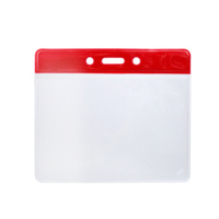Porte-badge d'identification horizontal rigide en PVC transparent durable avec fente de chargement latéral et lanières de protection de carte