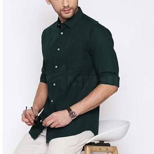 Camisas de vestir de algodón para hombre al por mayor nuevo diseño logotipo personalizado cómodo tejido transpirable patrón sólido - Product Image 2