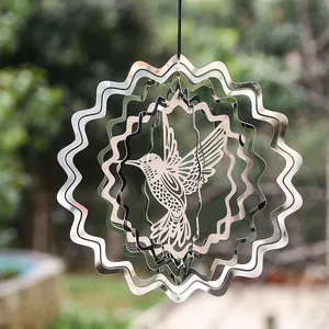 15CM Stainless Steel Hummingbird Rotating Wind Chimes Home Decoration Balcony Garden Decoration