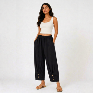 Women's High <b>Waist</b> Wide Leg Palazzo Pants | Casual Loose Fit <b>Elastic</b> <b>Waist</b> <b>Trousers</b> with Pockets - Product Image 1