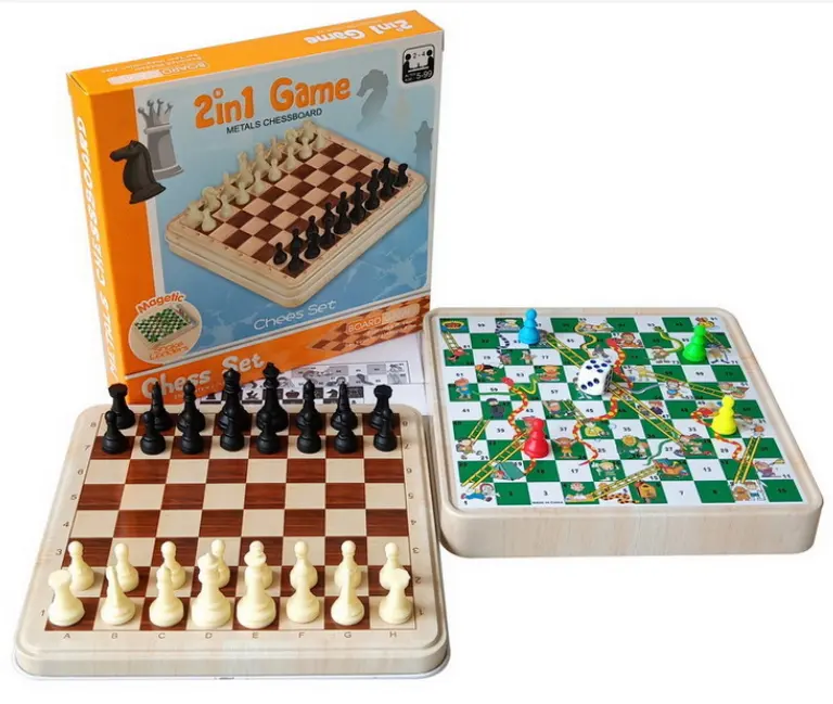 2 in 1 마그네틱 체스 및 뱀 및 사다리 보드 게임 Tinplate 상자 보드