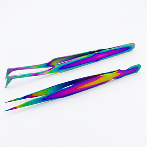 Pinzas para Extensión de Pestañas de Volumen Recto Personalizadas, Profesionales, Antiestáticas, Duraderas, Multicolores, Puntiagudas, de Acero Inoxidable - Product Image 1