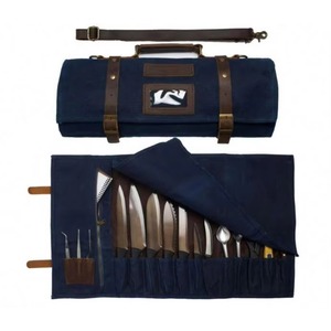 Free Sample camping outdoor knife carrier tote <b>Waxed</b> casual Knife Roll Chefs <b>Bag</b> Deluxe Knife roll Case <b>bag</b> for chef - Product Image 1