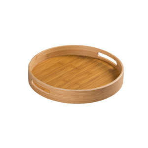 Plateau de service carré en bambou, rond avec poignée, pour thé et fruits, lot de 3 tailles - Product Image 5