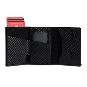 Cartera de Aluminio Trifold con Tarjetero de Cuero, Carteras Metálicas para Hombre, Mini Portemonnee Delgado Bifold, Tarjetero Personalizado Pop-up - Product Image 1