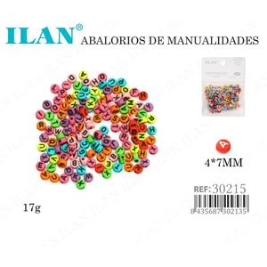 Perline per Artigianato Ilan 4x7mm Multicolore con Lettere 17g - Product Image 3