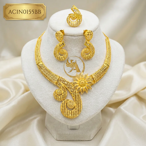 Women's Jewelry Sets ALANKEET CREATIONS Flower <b>Charm</b> Necklace with Box Chain 18k/24k Gold Plated Brass Classic Style - Product Image 1