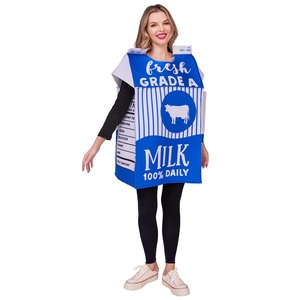 Nouvel ensemble de costumes amusants pour <span class=keywords><strong>couple</strong></span> en forme de carton de lait et de biscuits, tenue alimentaire fantaisie pour fête d'Halloween - Product Image 5