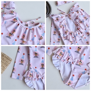 Nuova Boutique di moda costume da bagno estivo per bambine costume intero senza schienale per bambini in pizzo a maniche lunghe con protezione solare - Product Image 2